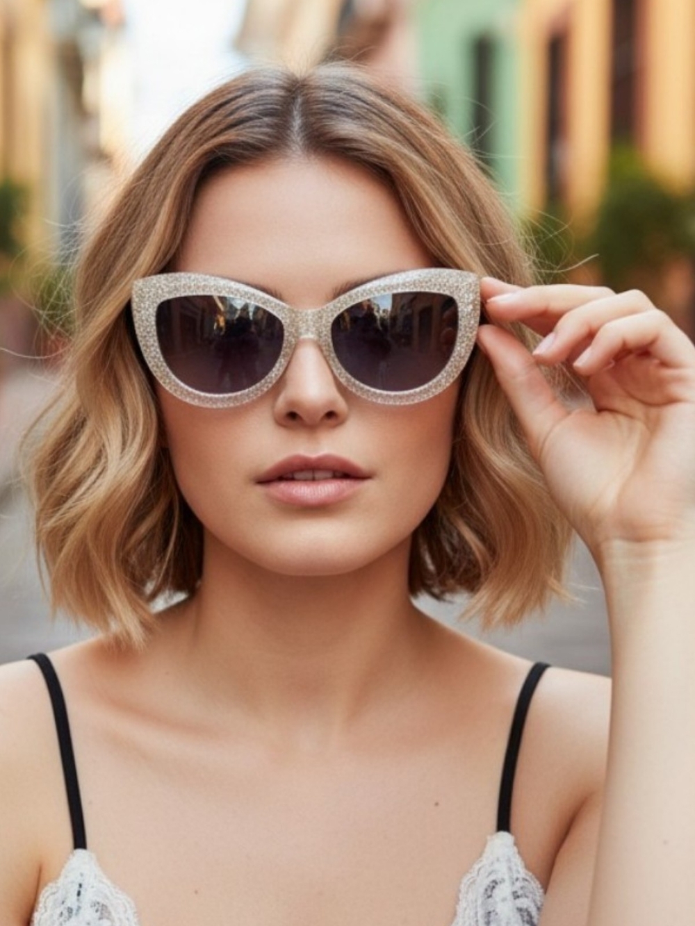 ✨️Wildfox Glitter Cat-Eye Sunglasses in Silver Glitter with Dark Lenses!